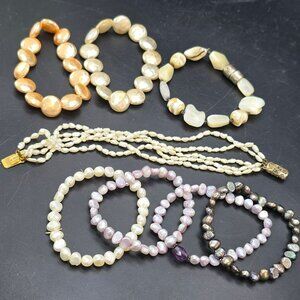 Pearl Bracelet Collection 8 Multi Color Baroque Strands Peacock Beige DH1394